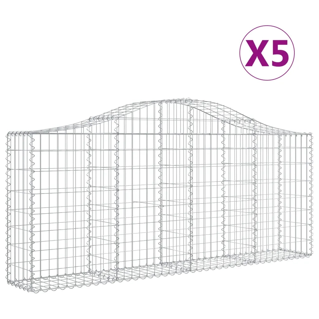 Cesti Gabbioni ad Arco 5 pz 200x30x80/100 cm Ferro Zincato