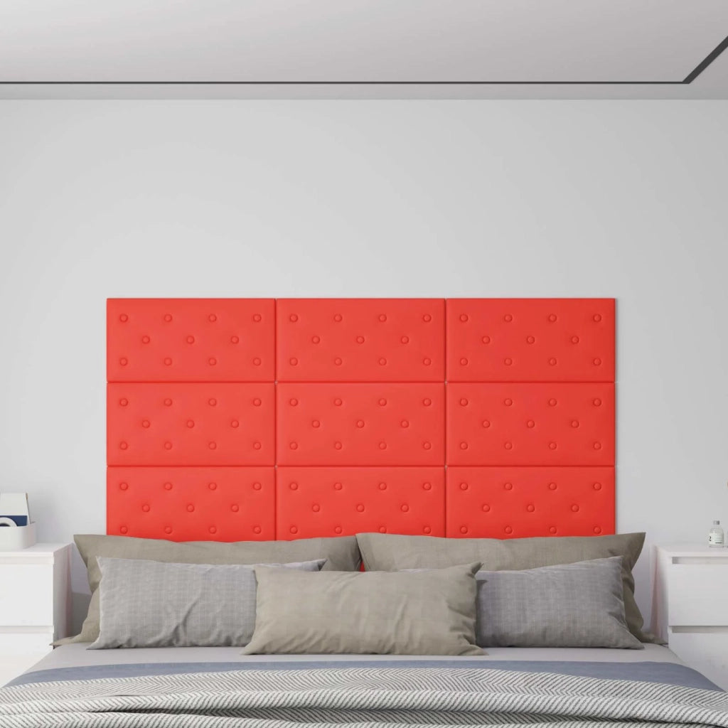 Testiera da Parete 12 pcs Rosso 60 x 30 cm Pelle Sintetica 42046518