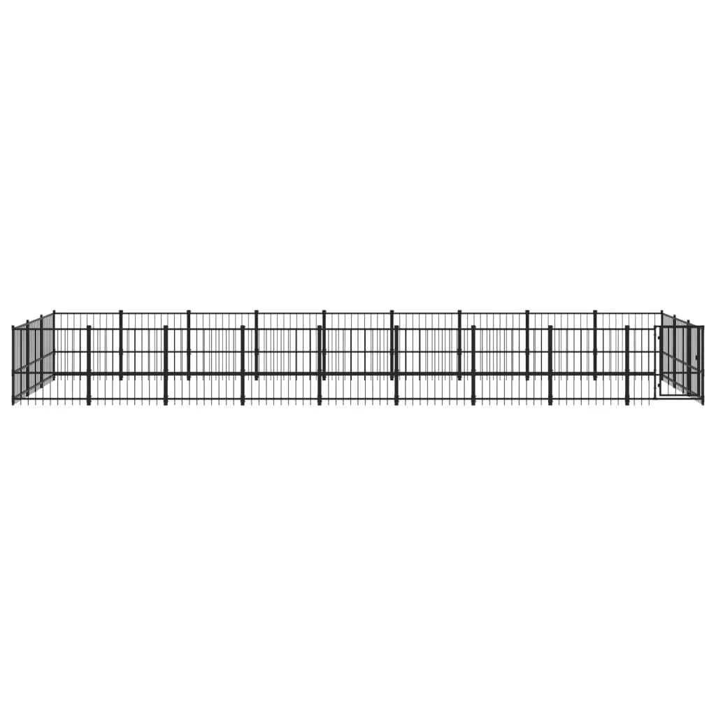 Gabbia per cuccia recinto per animali da esterno per cani in acciaio 25,4 m² nero 02_0041822