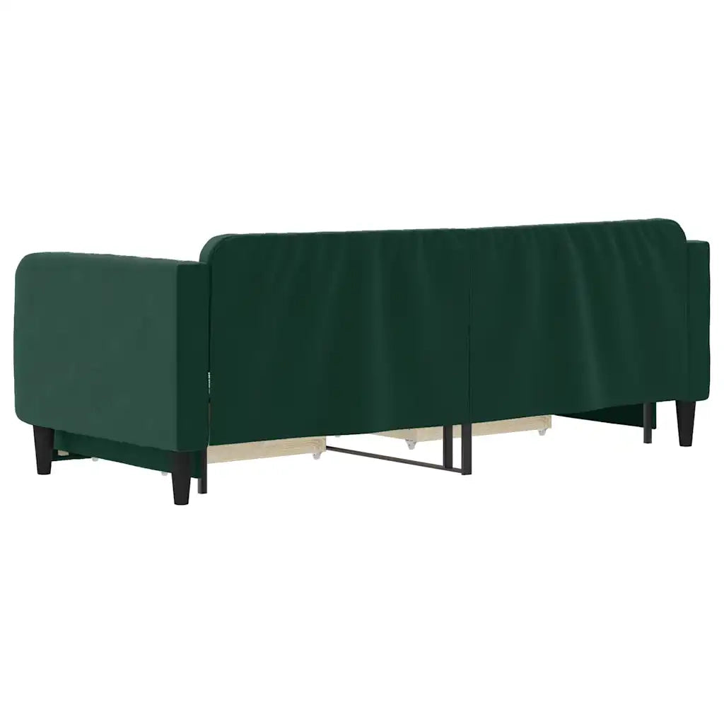 Divano Letto Estraibile Cassetti-Sofa Letto-Daybed Verde Scuro 80x200cm Velluto 130997