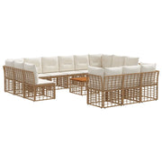 Set di divani da esterno 14 pcs Naturale e Bianco Crema 3437596