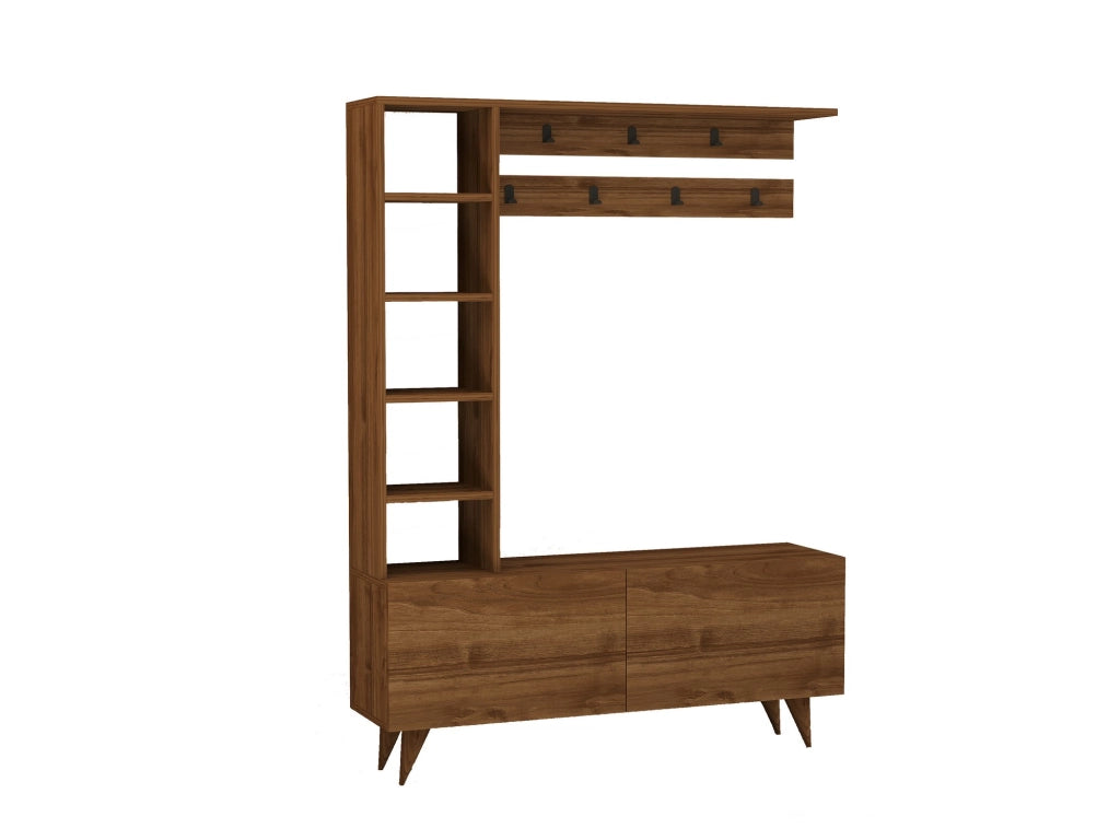 Mobile da ingresso in legno "Hale" - 120 x 32 x 161 cm - Noce