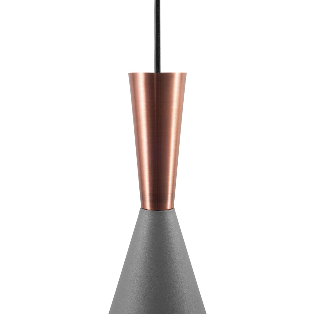 Lampada a sospensione a sospensione con paralume grigio cono geometrico dal design moderno e minimalista