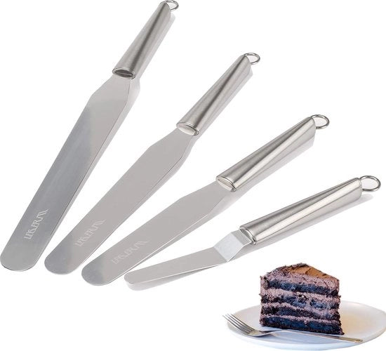 Set di spatole in acciaio inossidabile - 3 spatole rette con 1 spatola a lama a forma di angolo, set di accessori per torta, set di spatole per glassa per torta