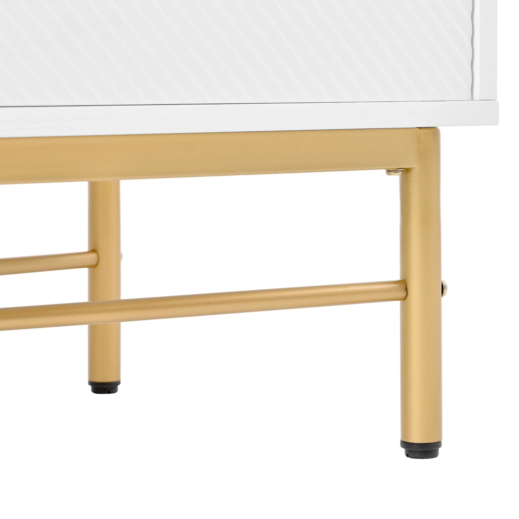 Credenza con 4 ante e chiusura soft-close - per soggiorno - in MDF - 160×40×82 cm - bianco