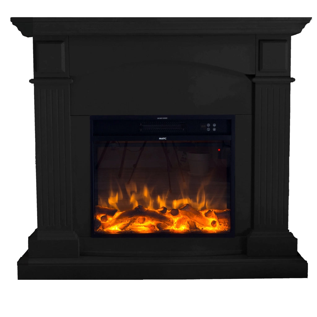 Camino Elettrico da Pavimento 113,7x102,2x28,2 cm Effetto Fiamma 1500W Sined Cetona Nero