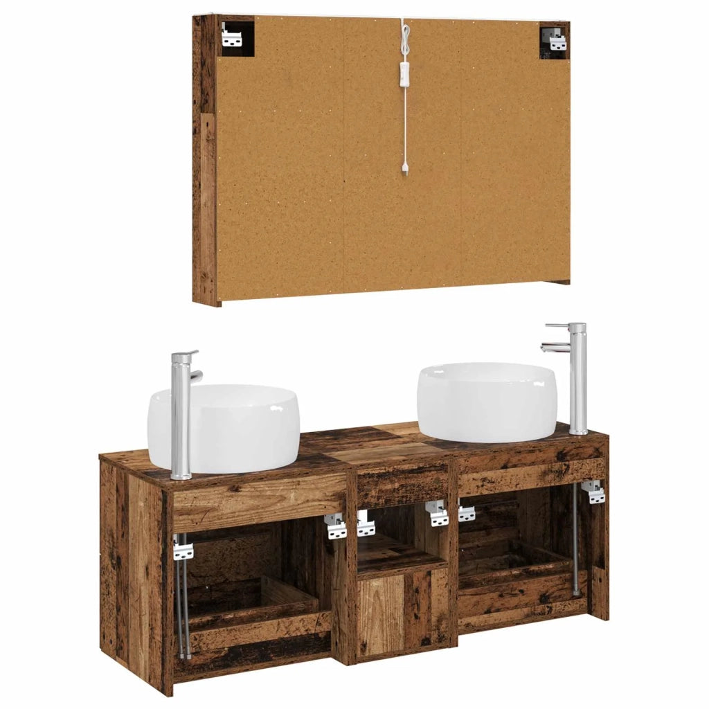 Set di mobili per il bagno 4 pcs Legno antico 3407029