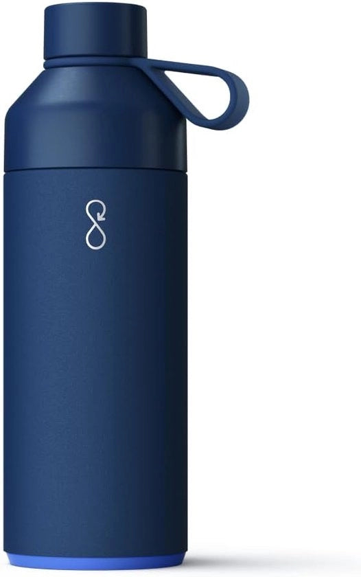 Fiasco di plastica riciclabile in acciaio inossidabile riciclato - ecosostenibile e riutilizzabile - blu marino - 1L