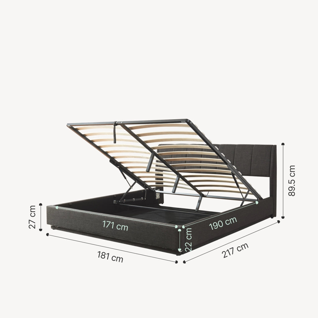 Letto Contenitore Tröstiar con Apertura a Ribalta e Luce LED Letto Doppio Matrimoniale 180x200 cm Nero [en.casa]