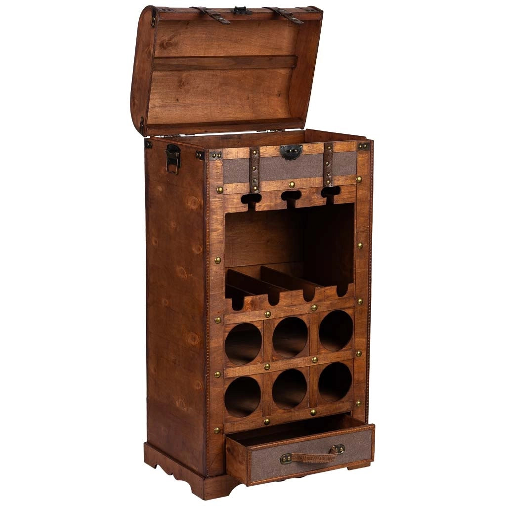 Baul porta bottiglie in legno 44x30x85h cm