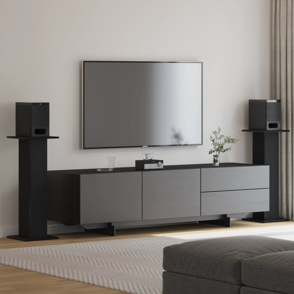 Supporti per altoparlanti  2 pz Rovere Nero 30x30x80 cm Legno ingegnerizzato
