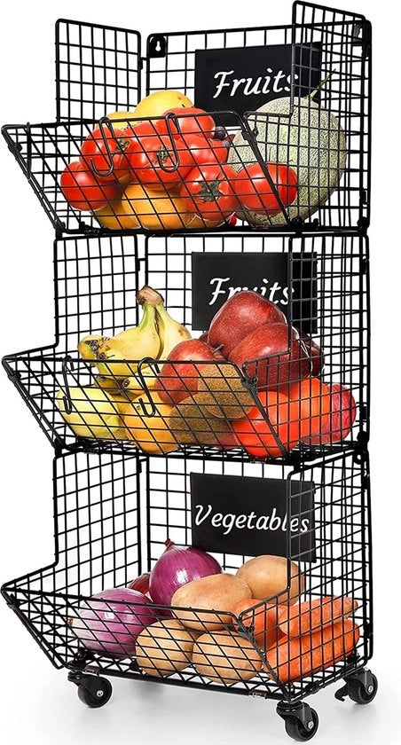 Frigorifero per frutta a muro con 3 livelli e 6 contenitori in vetro