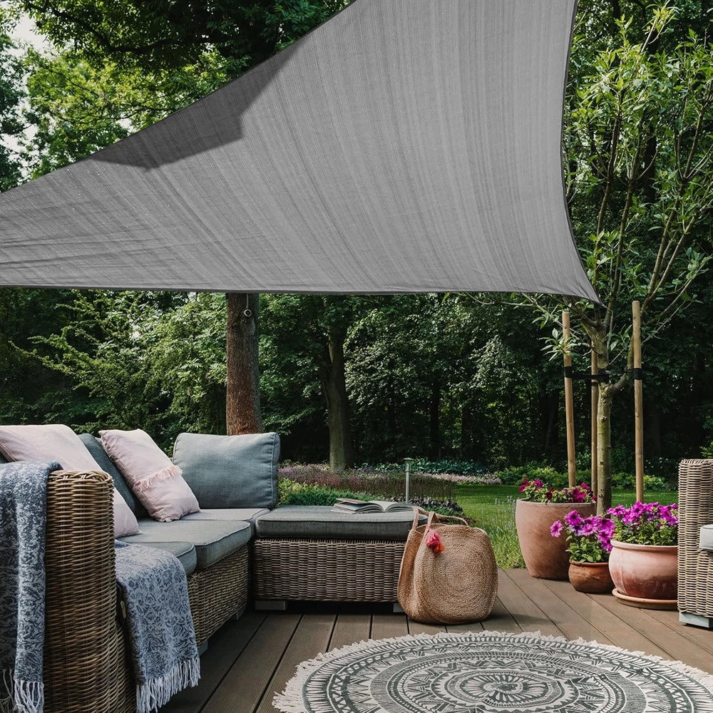 Trade Shop - Tenda Vela Ombreggiante Parasole Da Esterno Terrazze Giardino Triangolare 4 X 4 X 4 Mt - Grigio