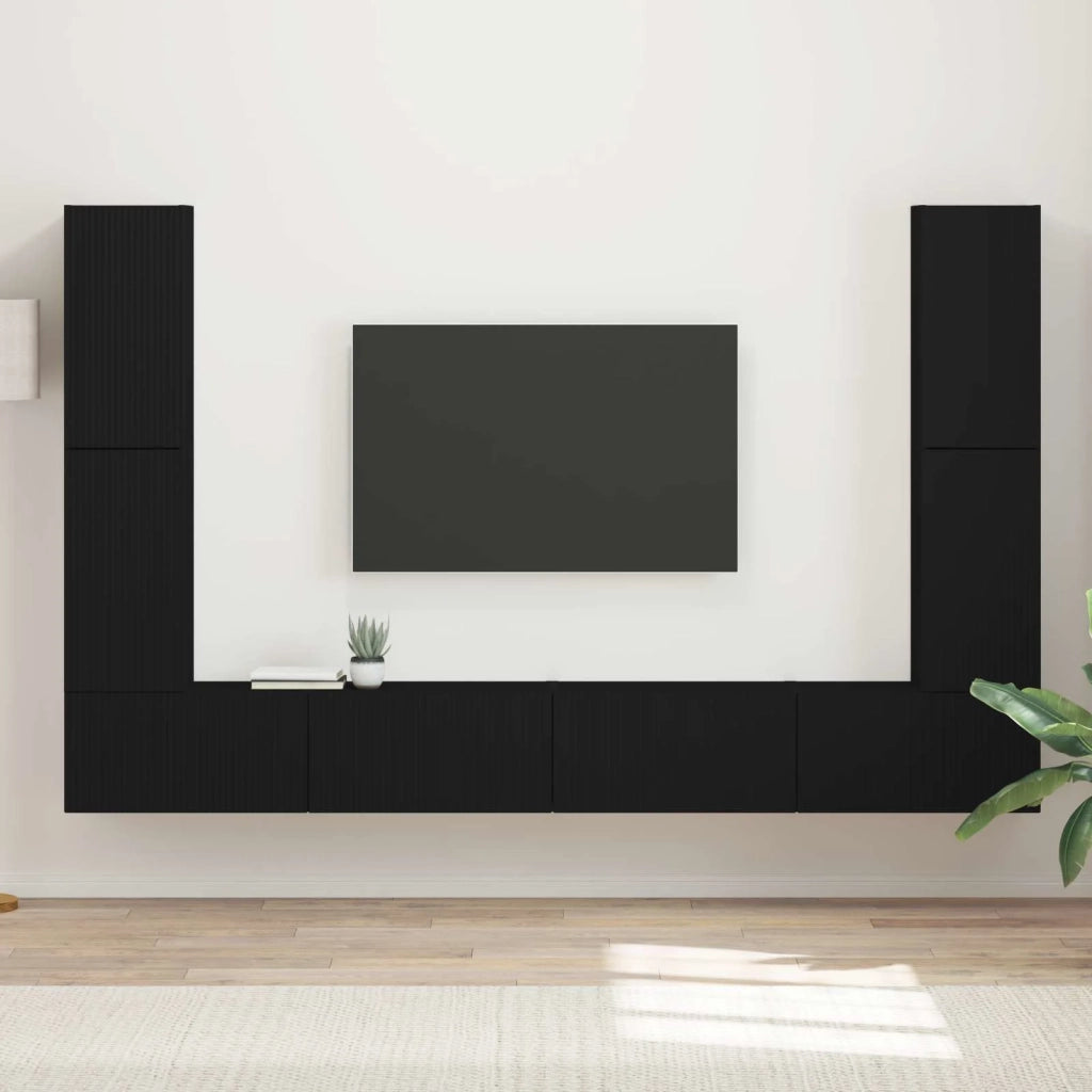 Set mobile TV 8 pcs Nero Legno multistrato 3409133