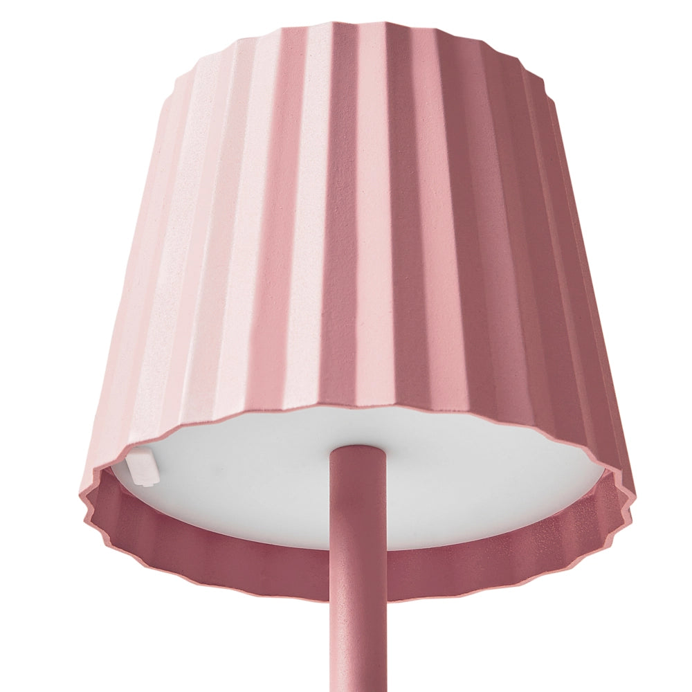 Lampada da tavolo in alluminio rosa pastello ferro luce interna esterna stile moderno