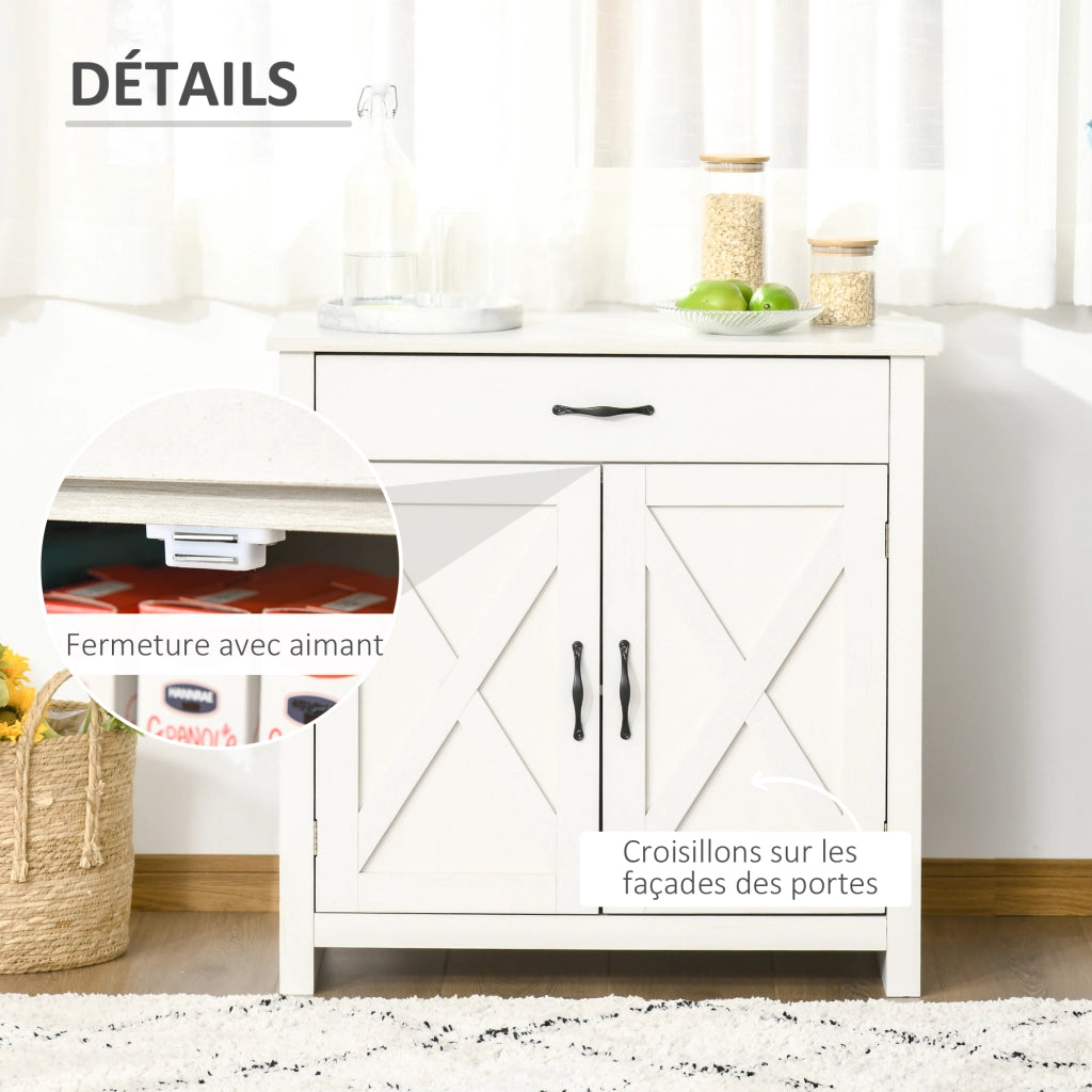 Buffet ¨C zephmum ¨C 2 porte grange, cassetto, bianco, 80x39.7x80 cm