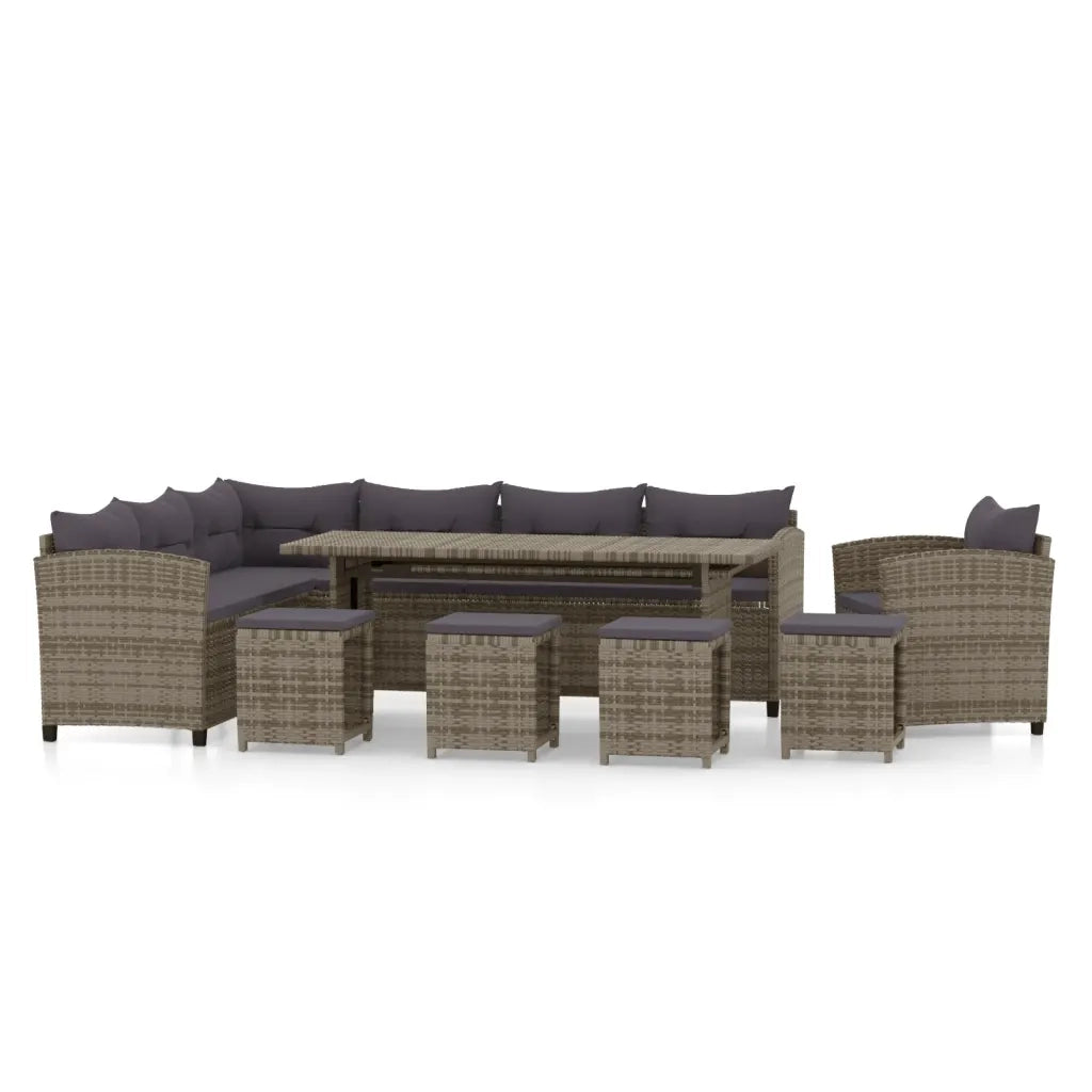 Set Divani da Giardino 7 pz con Cuscini in Polyrattan Grigio 3098170