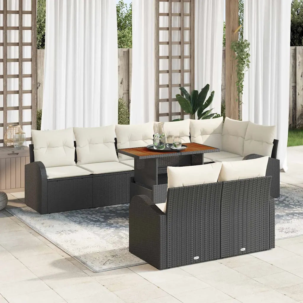 Set Divano da Giardino con cuscino 9 pcs Nero e crema 3349599