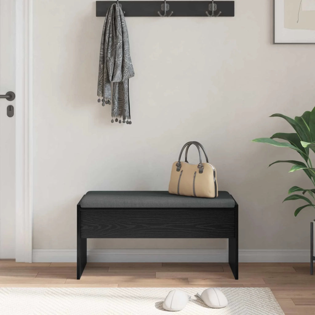 Panca per ingresso con cuscino Rovere Nero 83 x 38 x 40 cm 891553
