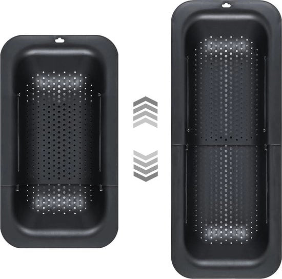 Zeef per colatura per lavandino, set di setaccio, setaccio per alimenti come frutta, verdura, pasta, insalata. Estensibile 37-50cm. Sicuro per l'alimentazione e BPA libero - resistente al calore e al lavaggio in lavastoviglie