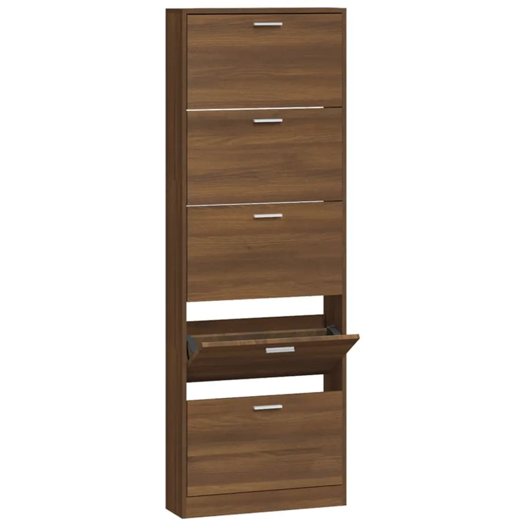 Scarpiera-Scaffale per scarpe Rovere Marrone 59x17x169 cm in Legno Multistrato