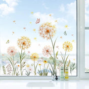 Sticker per finestra a forma di fiore di zinnia giallo per decorazione anti-urto estivo e autunnale