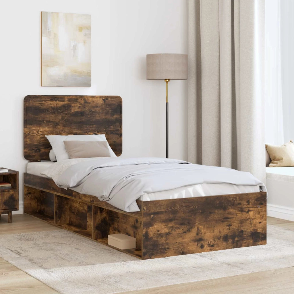 Struttura del letto Rovere fumé 90 x 190 cm Pino massello 3412546