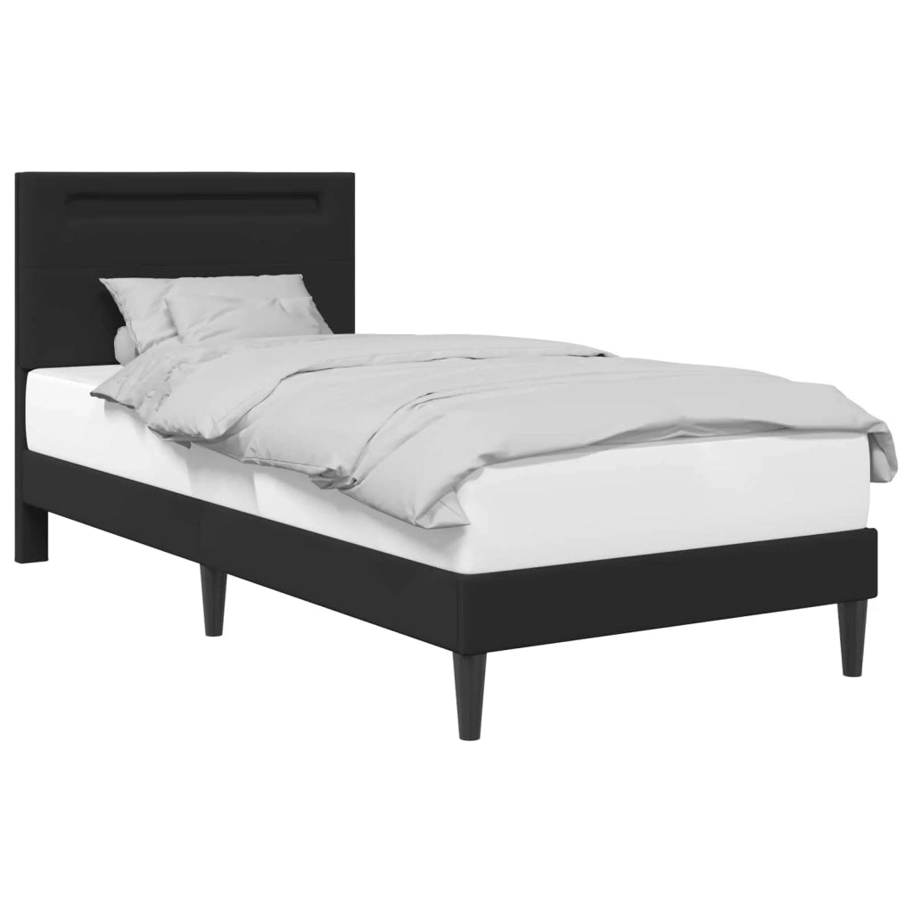 Struttura del letto con strisce LED Nero 80 x 200 cm Similpelle 42028004