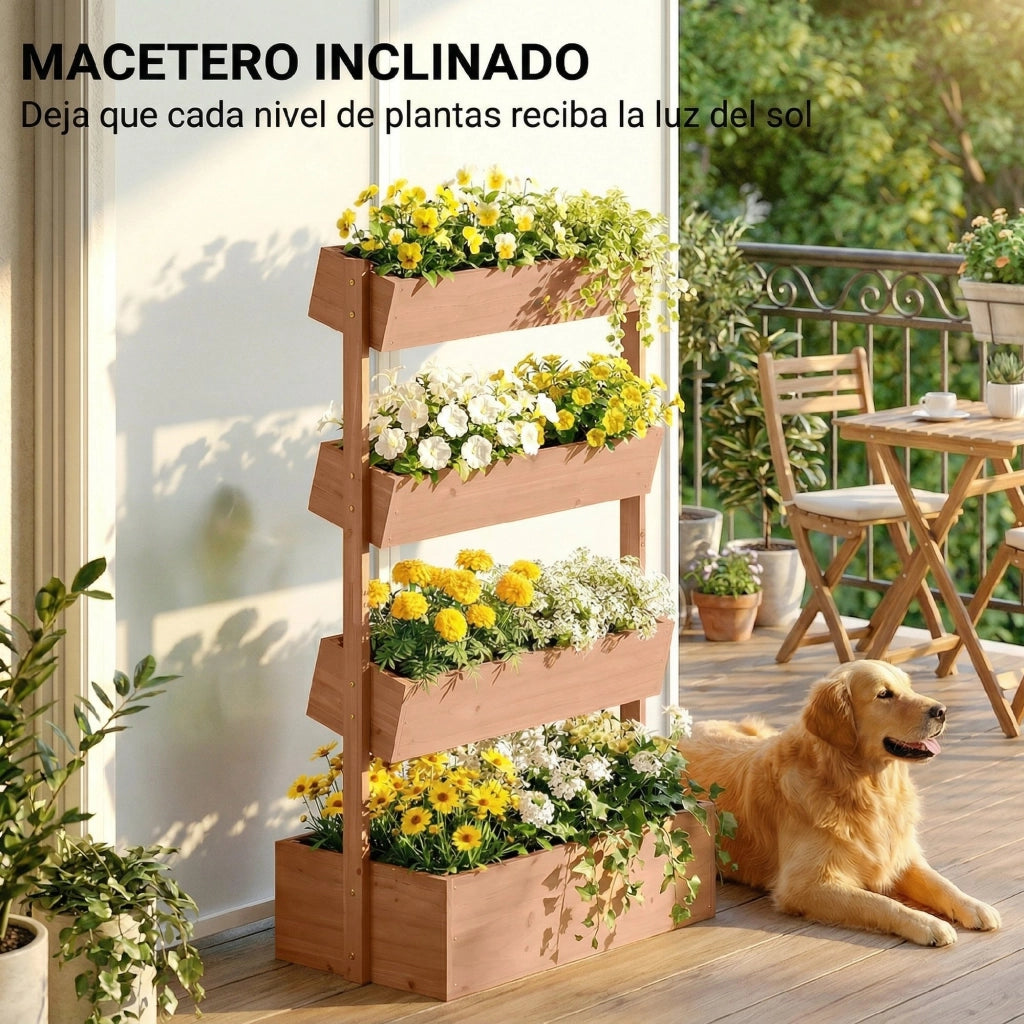 Fioriera da Giardino in Legno ¨C zephmum ¨C Marrone 4 Livelli