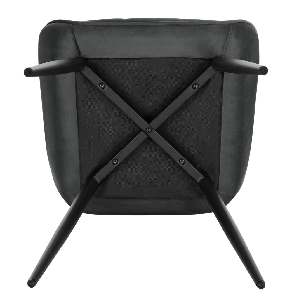 Set 4 Sedie da Pranzo in Velluto Grigio Scuro con Struttura in Metallo, Stile Moderno