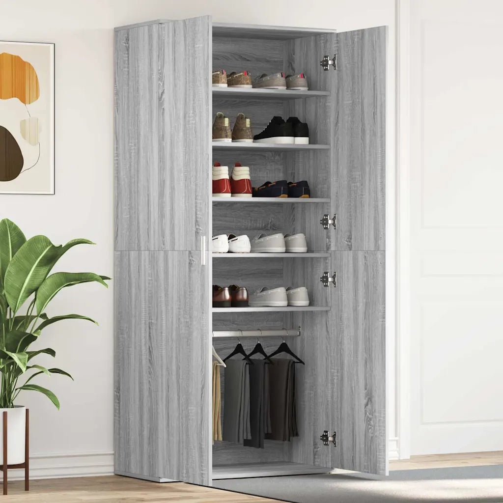 Mobile per scarpe con porta Grigio Sonoma 80 x 39 x 178 cm 3333871