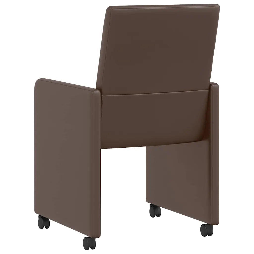 Sedie da Pranzo con Ruote 2 pcs Marrone 57 x 66 x 94 cm 42017818