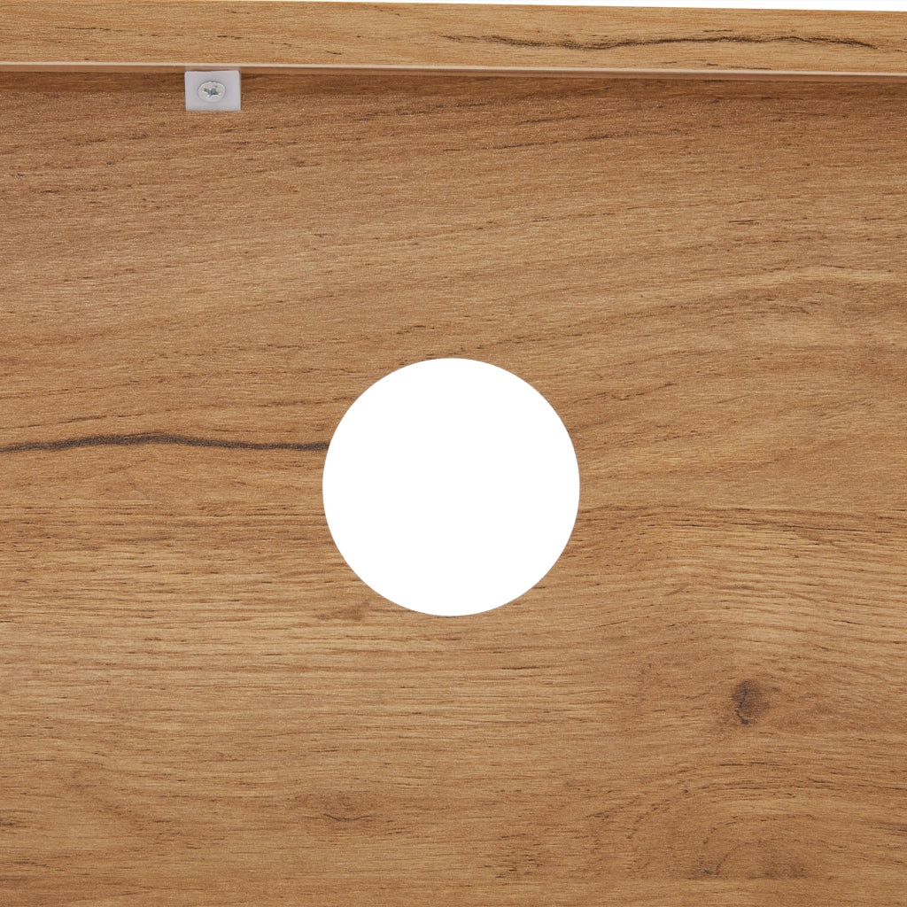 Mobile porta tv con due ante, due ripiani aperti e due cassetti diagonali in legno, 173 × 38 × 48 cm