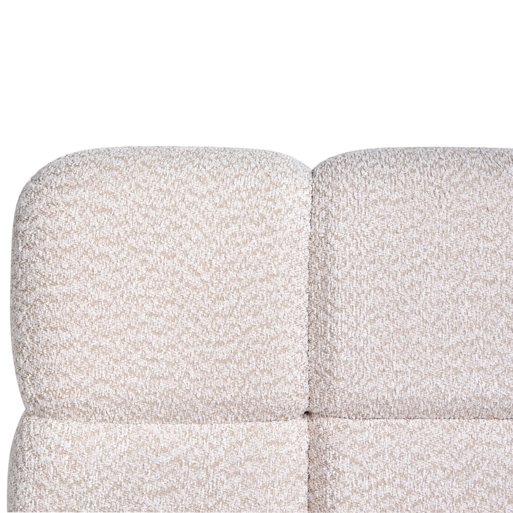 Letto King Size EU in tessuto bouclé beige chiaro 160 x 200 cm Struttura imbottita con testiera effetto biscotto e vano contenitore