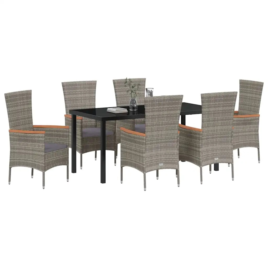 Set da Pranzo per Giardino con cuscino 7 pcs Grigio