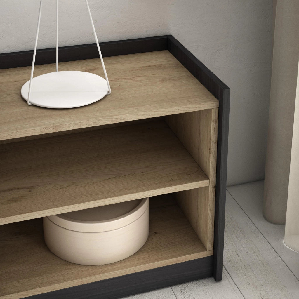 Mobile TV Soggiorno, 310x50x37 cm, Per TV fino a 80", Mobile Soggiorno, Rovere e nero