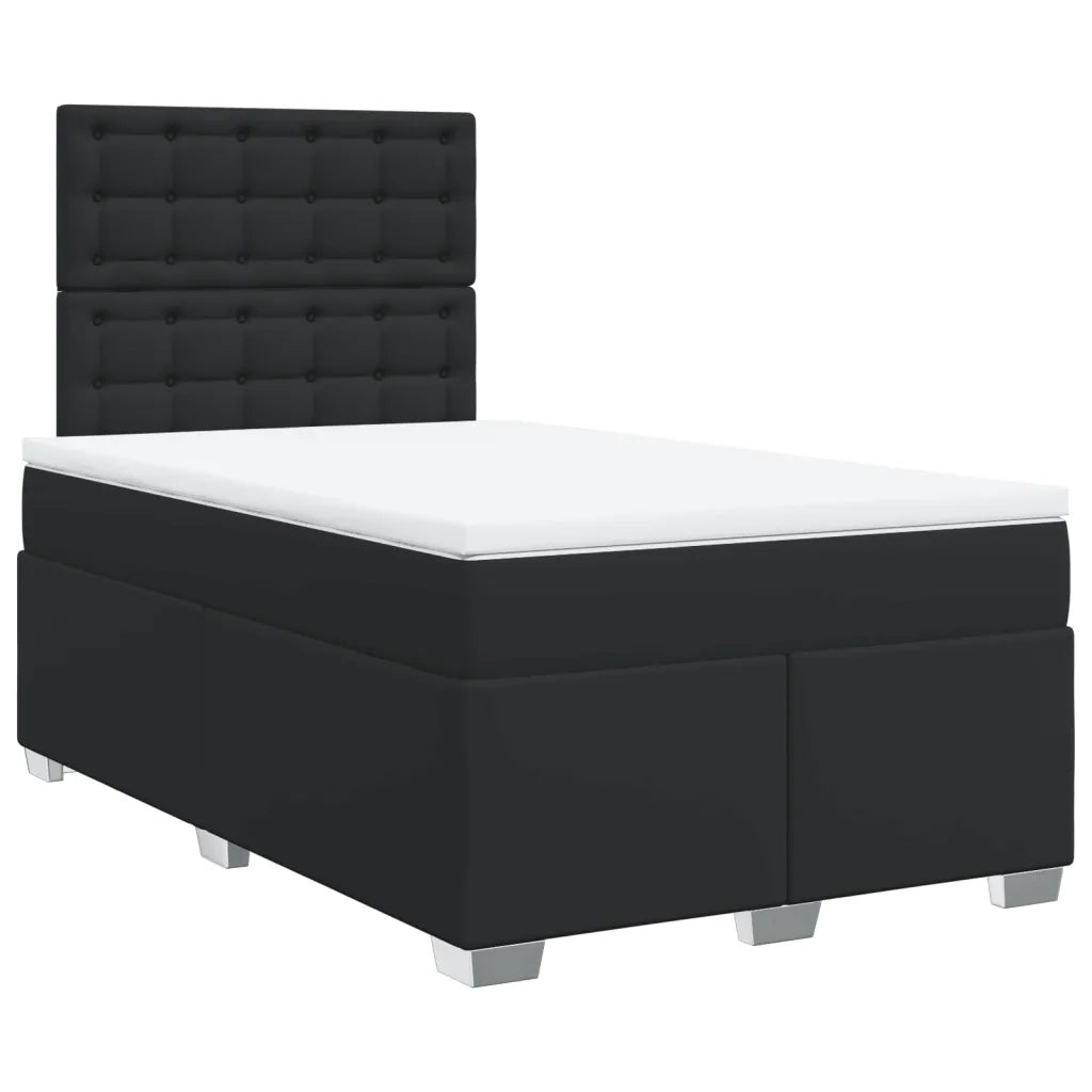 Giroletto a Molle con Materasso Nero 120x200 cm in Similpelle