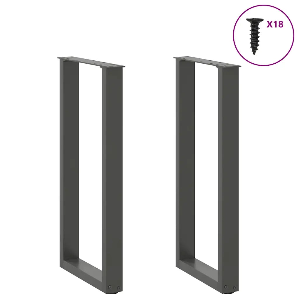 Gambe per tavolo consolle a forma di U 2 pz Antracite 28x(72-73) cm Acciaio