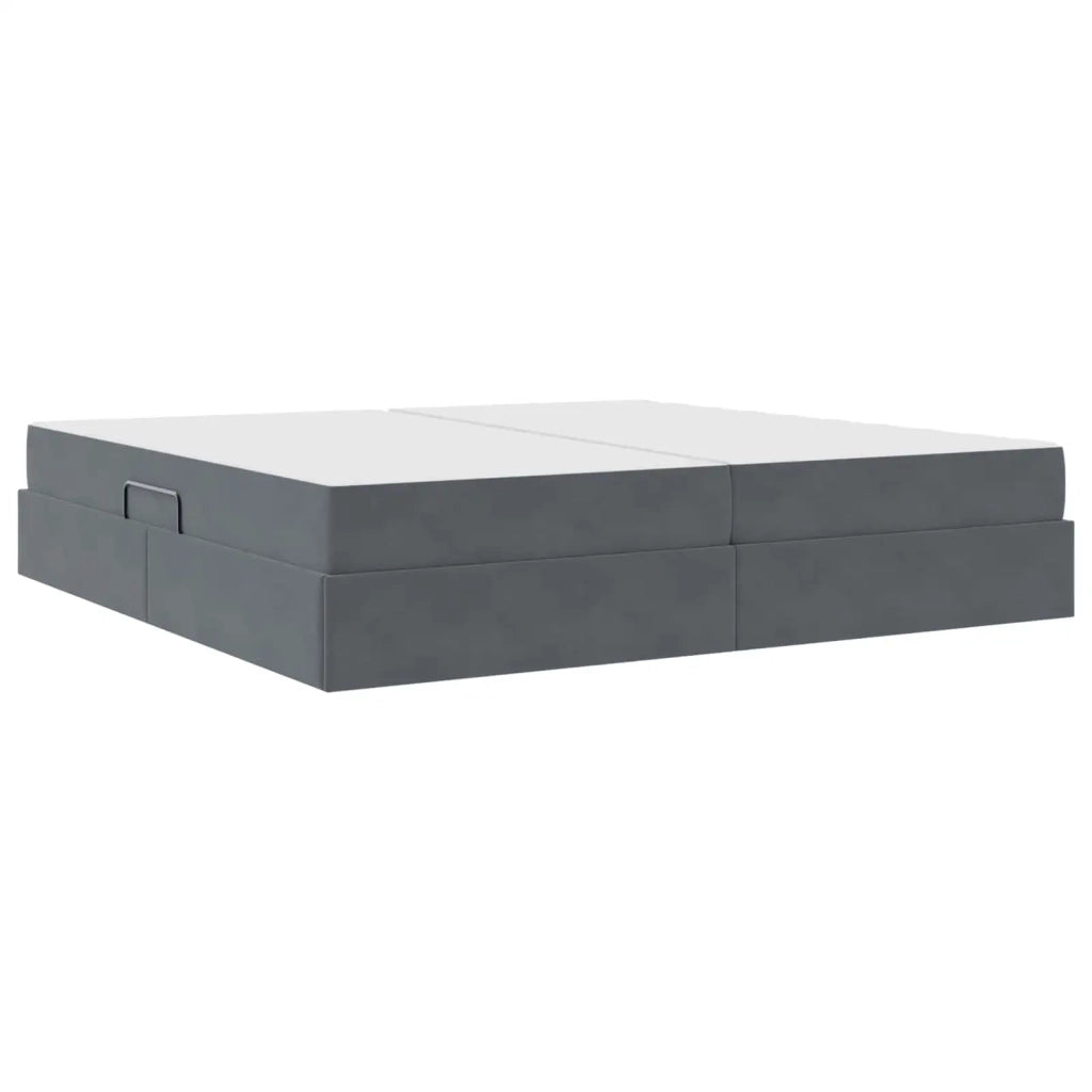 Letto con contenitore e materasso Grigio scuro 200 x 200 cm