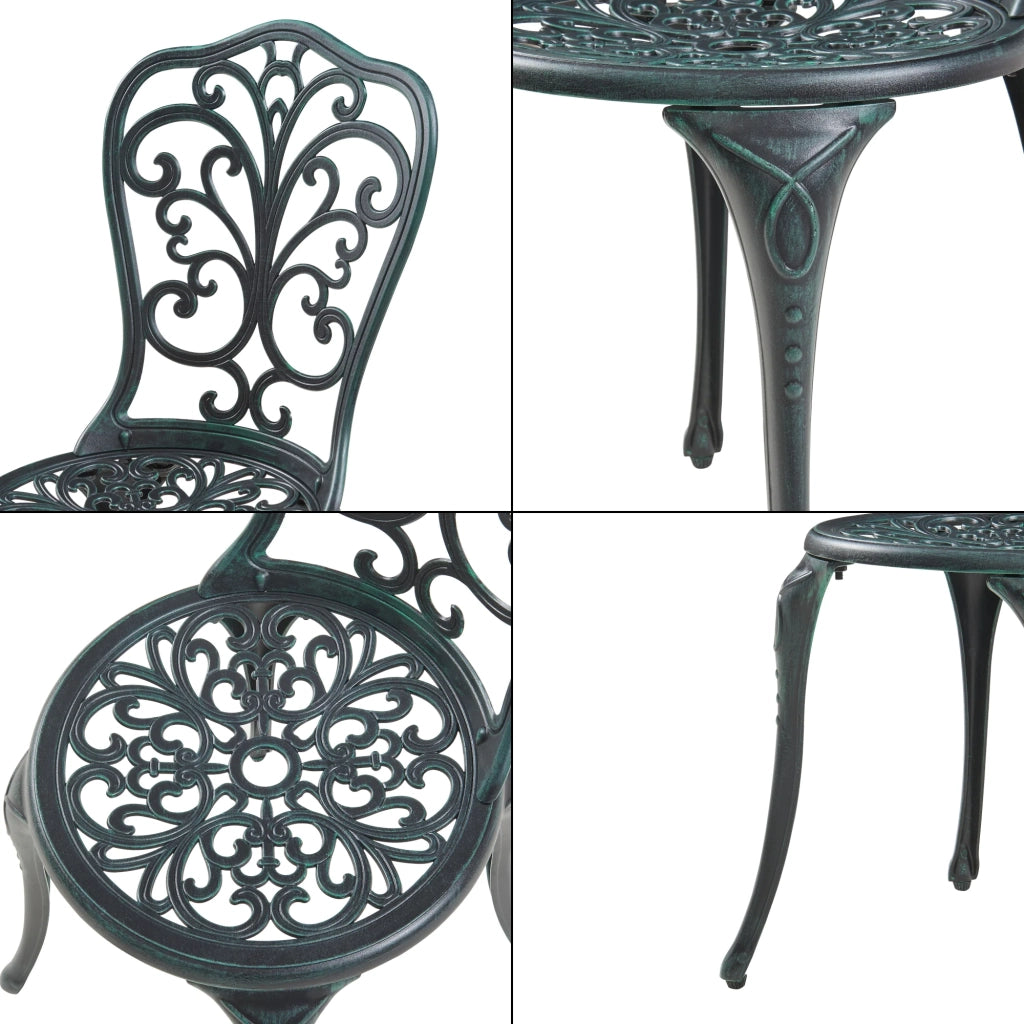 Set da bistrot da giardino grigio scuro con patina verde 03_0010680