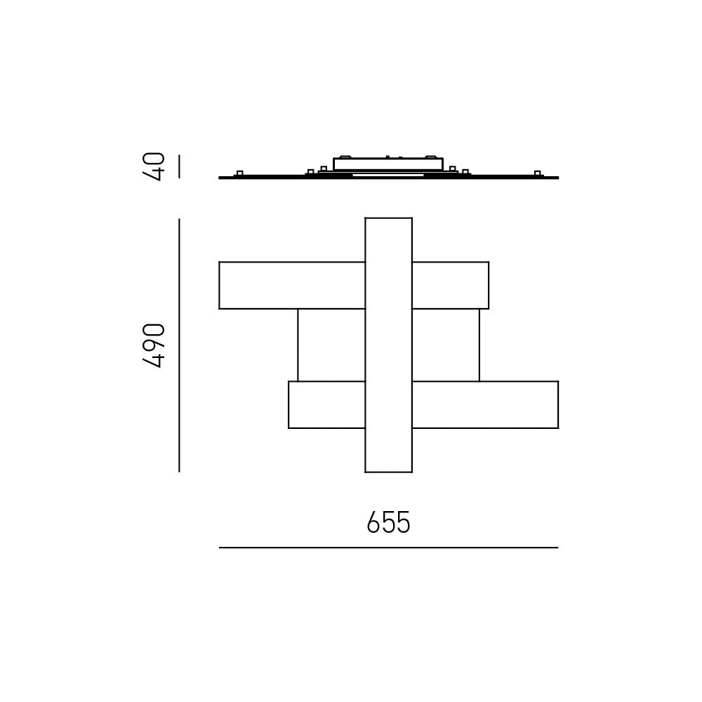 Applique led design moderno 30W nera - Struttura geometrica in acciaio, luce calda 3000K, 2620lm, larghezza 65,5 cm, IP20