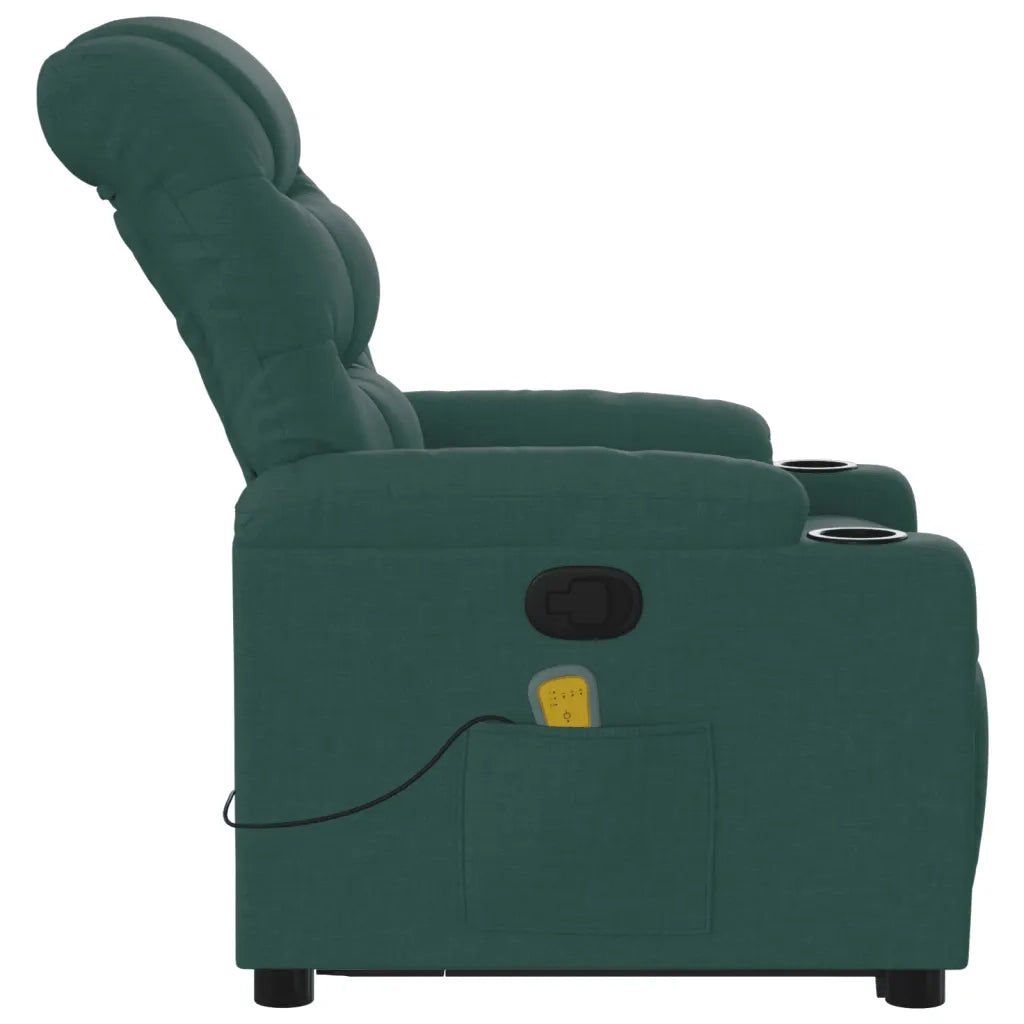Divano Sedia-Poltrona Alzapersona Massaggiante Verde Scuro in Tessuto 286640