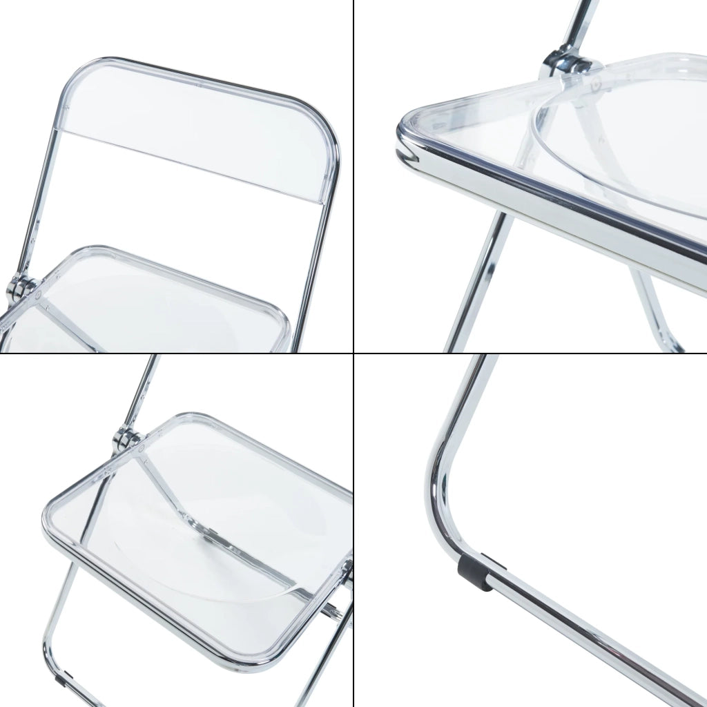 Set di 2 sedie pieghevoli da esterno per giardino campeggio e terrazza 74 x 46 x 47 cm trasparenti 03_0009648