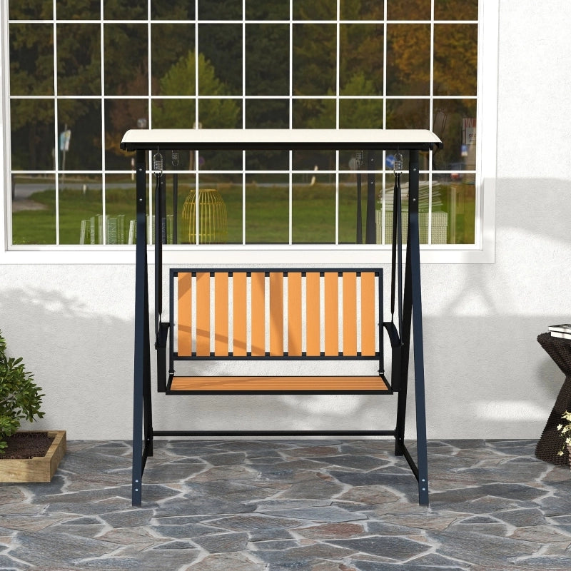 Altalena Hollywood a 2 posti con parasole regolabile resistente alle intemperie per giardino e patio nera.