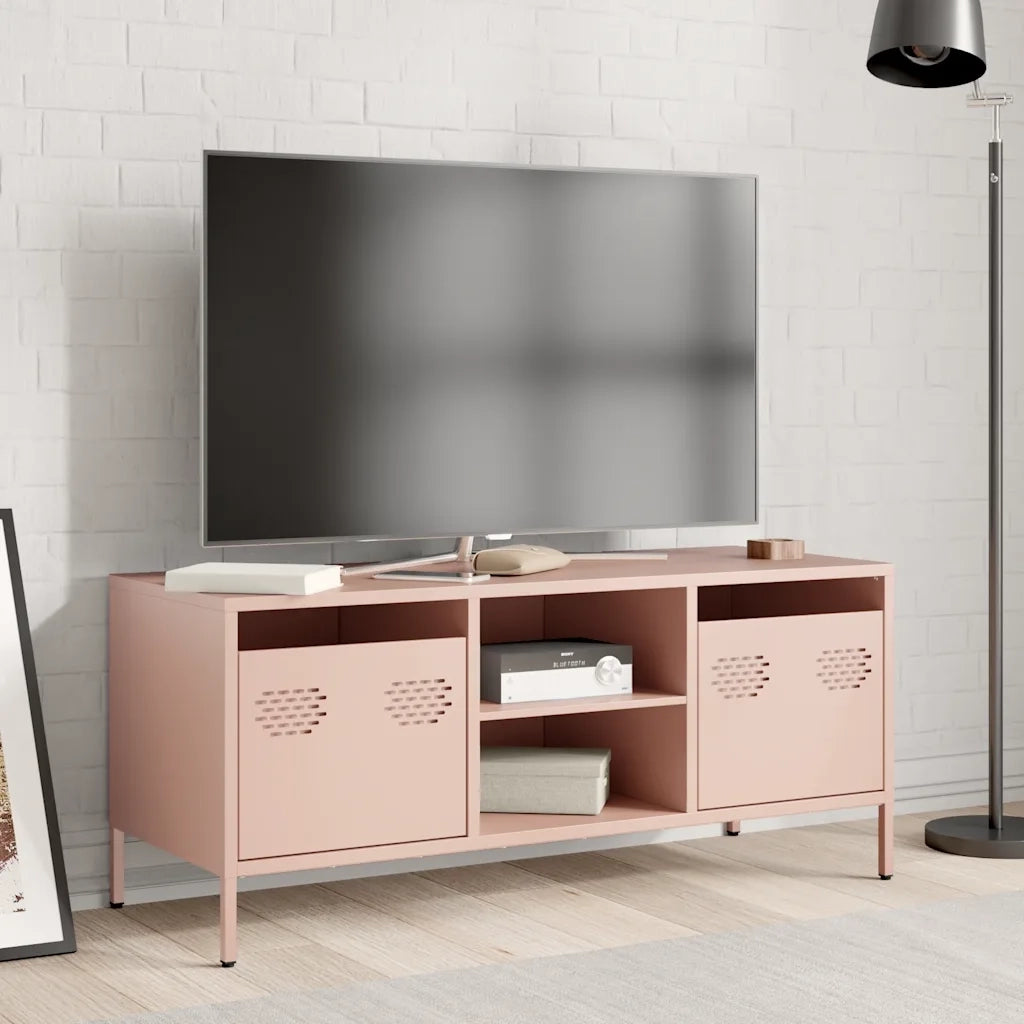 Mobile TV-Credenza per TV-Console TV Rosa 101,5x39x43,5 cm in Acciaio Laminato a Freddo 402599