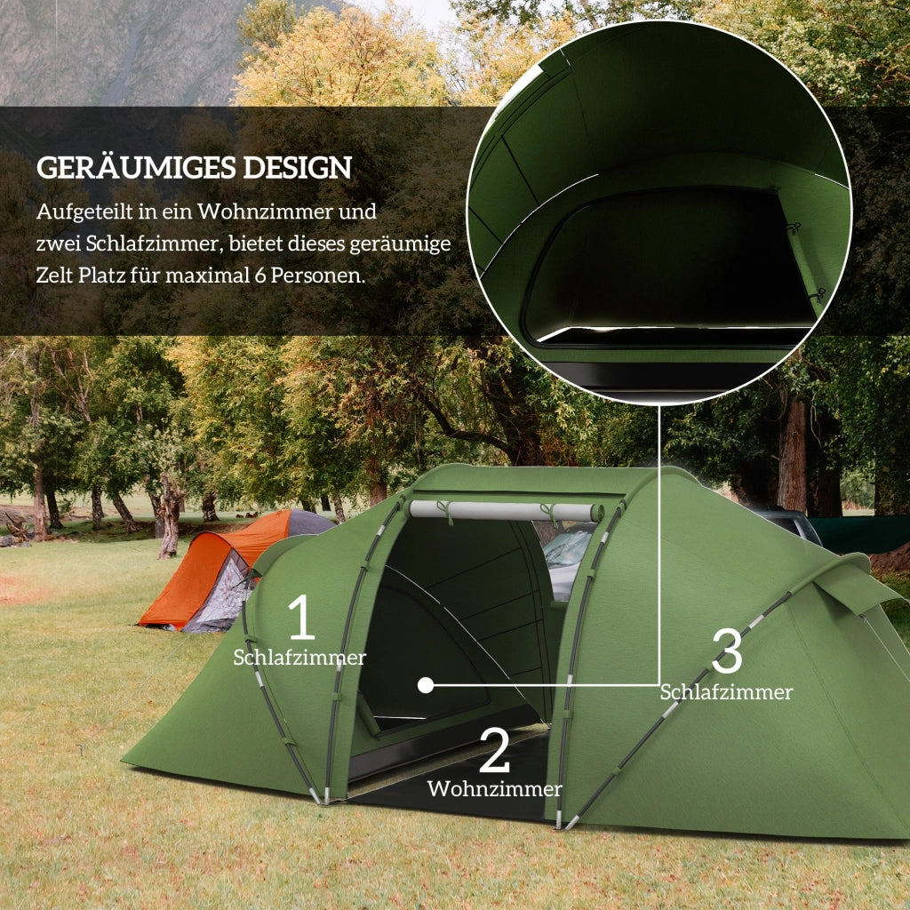 Tenda da campeggio tunnel 4-6 persone ¨C zephmum ¨C Verde impermeabile 2000mm