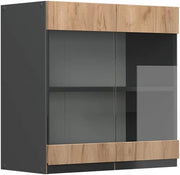 Mobile da cucina in vetro R-Line, Quercia dorata, 60 cm Forma a J, per la libera combinazione all'interno di sistemi cucina modulari