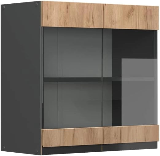 Mobile da cucina in vetro R-Line, Quercia dorata, 60 cm Forma a J, per la libera combinazione all'interno di sistemi cucina modulari