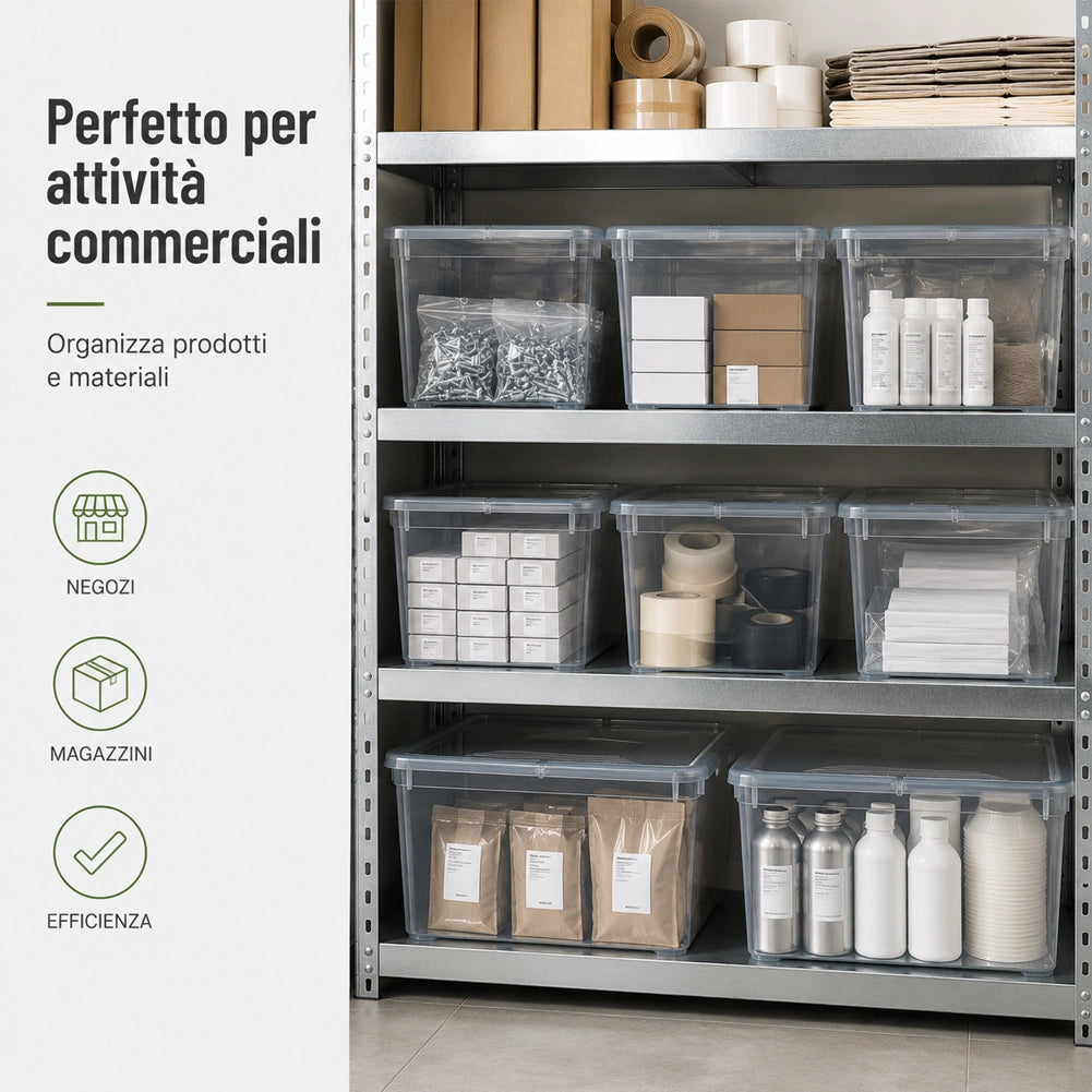 4 Pezzi Storage Box Marea Contenitori Trasparenti in Plastica 46Lx4Pz 57x39x29cm