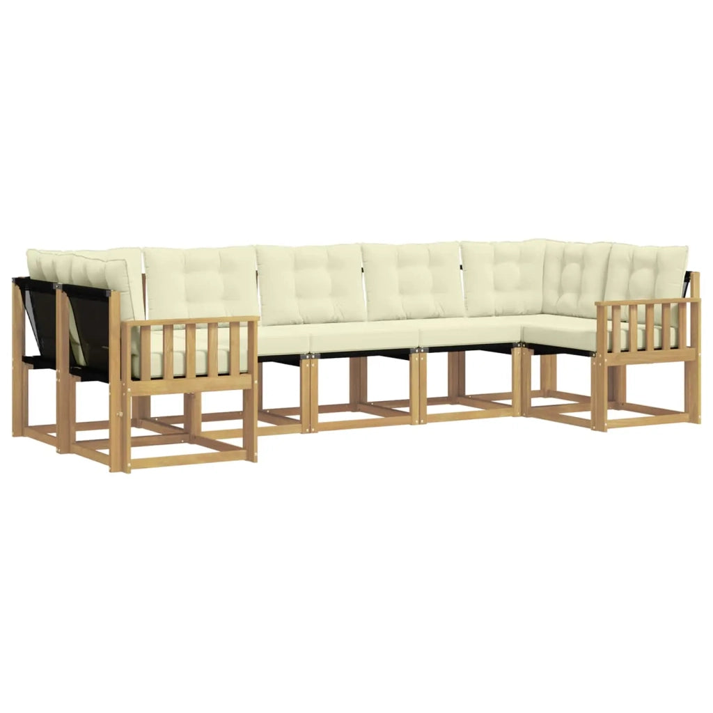Set di divani da esterno con cuscino 7 pcs Bianco e Crema 3389832